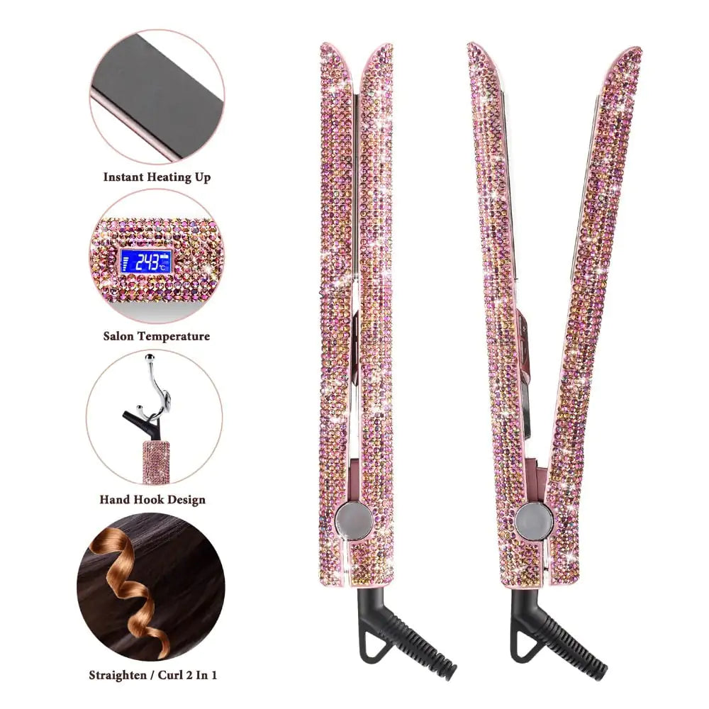 Glitter Titanium Hair Straightener – Compact