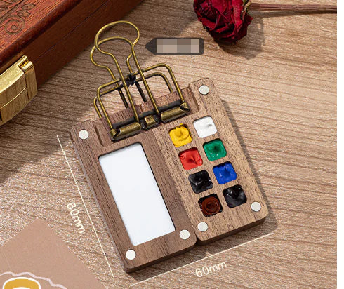 Portable Mini Walnut Watercolor Set