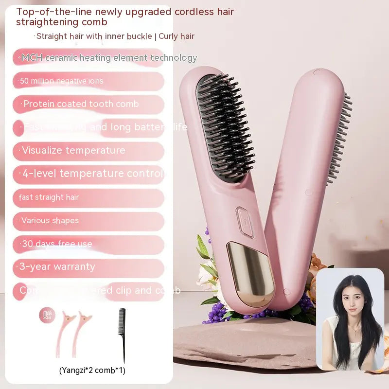 Portable Wireless Hair Straightening Comb