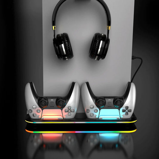 PS5 Charging Dock with RGB Lighting Headset