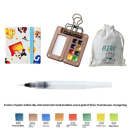 Portable Mini Walnut Watercolor Set