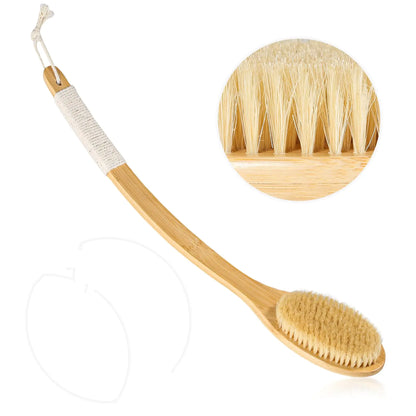 Natural Bamboo Long Handle Boar Bristle Body Brush