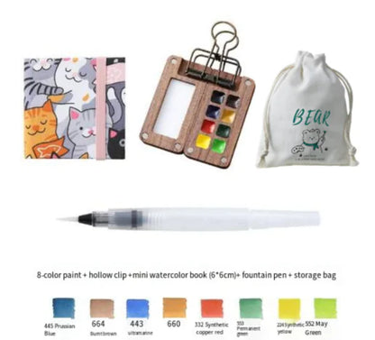 Portable Mini Walnut Watercolor Set