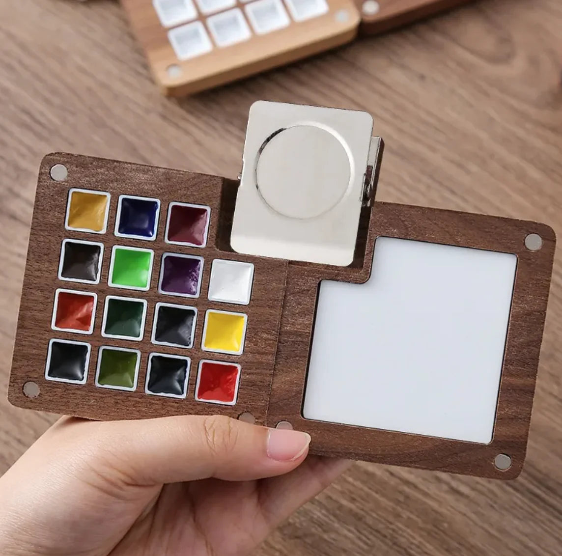 Portable Mini Walnut Watercolor Set