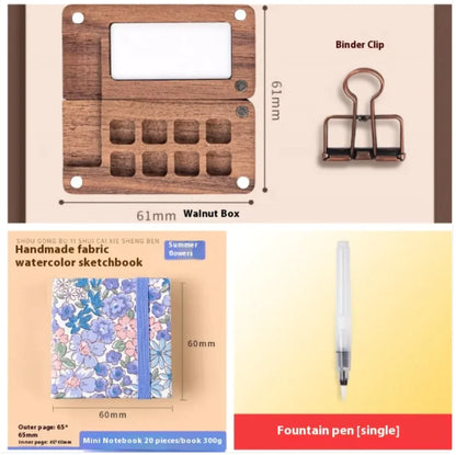 Portable Mini Walnut Watercolor Set