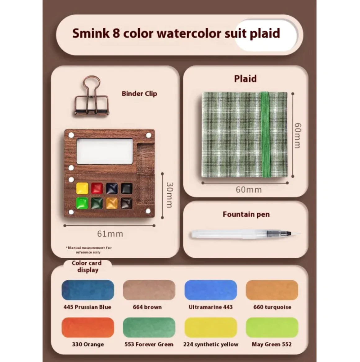 Portable Mini Walnut Watercolor Set