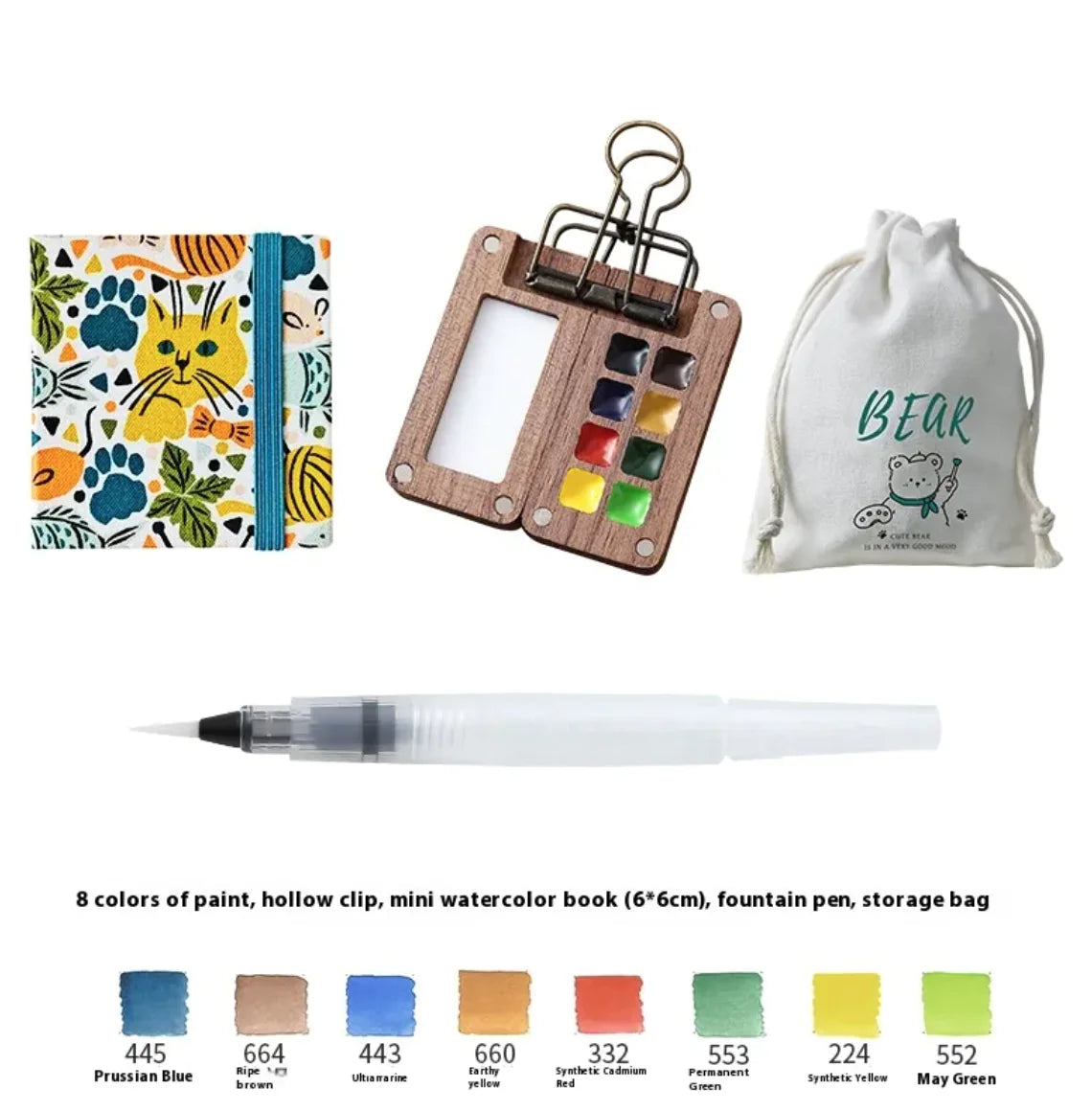 Portable Mini Walnut Watercolor Set