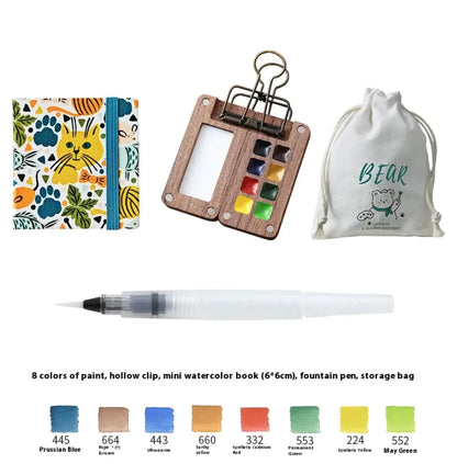 Portable Mini Walnut Watercolor Set