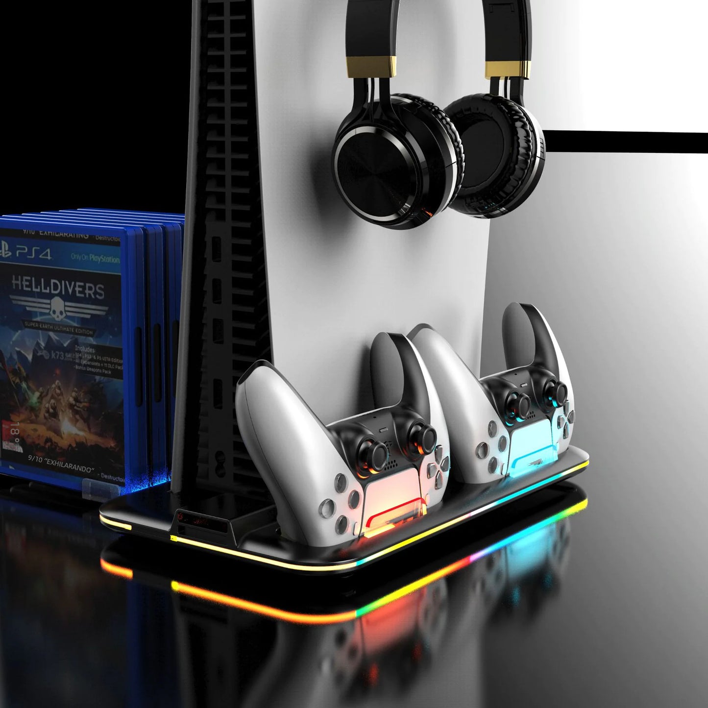 PS5 Charging Dock with RGB Lighting Headset