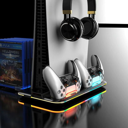 PS5 Charging Dock with RGB Lighting Headset