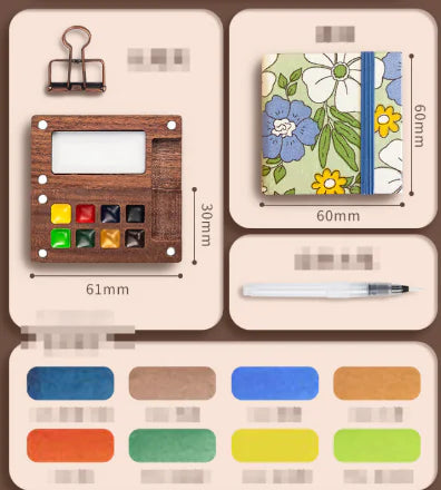 Portable Mini Walnut Watercolor Set