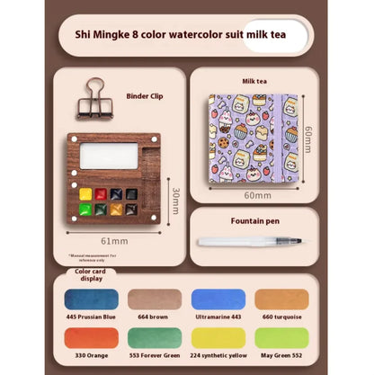 Portable Mini Walnut Watercolor Set