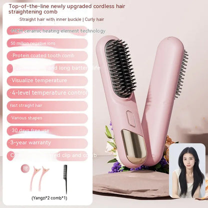 Portable Wireless Hair Straightening Comb