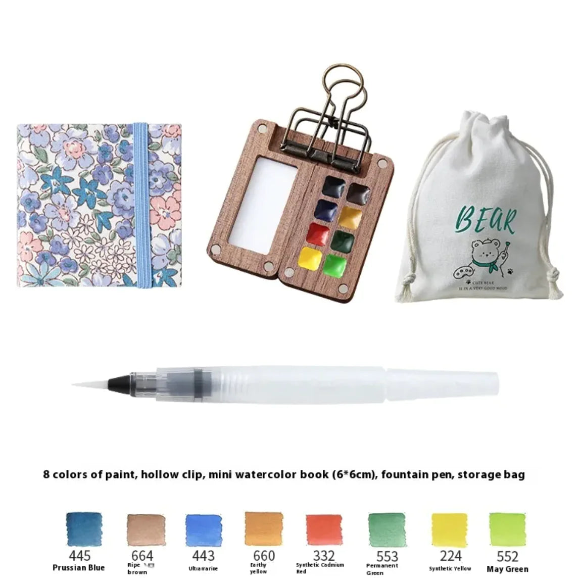 Portable Mini Walnut Watercolor Set